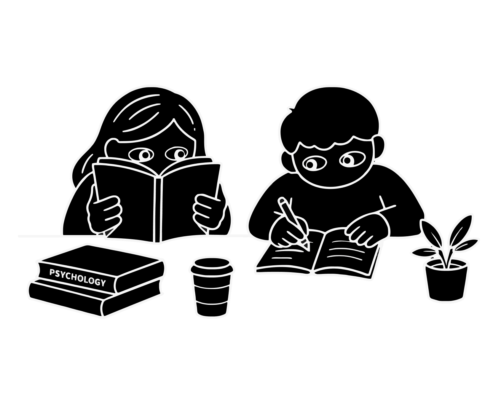 Students reading and learning together